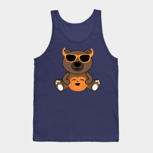 Cool cute Halloween bear sunglasses and pumpkin Tank Top